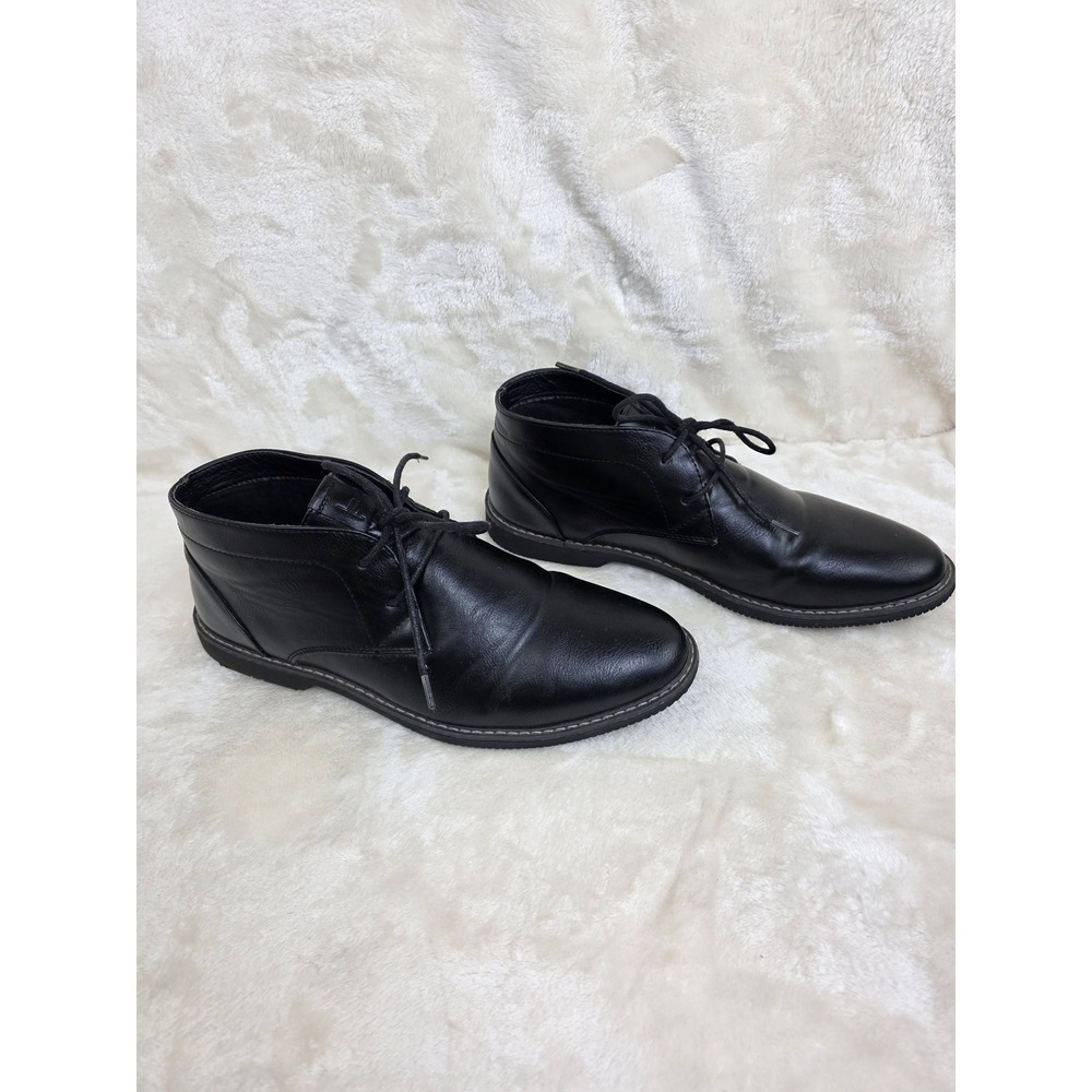 London Fog Mens Black Chukka Boots Memory Foam Lace Up Ankle Boots Size 10